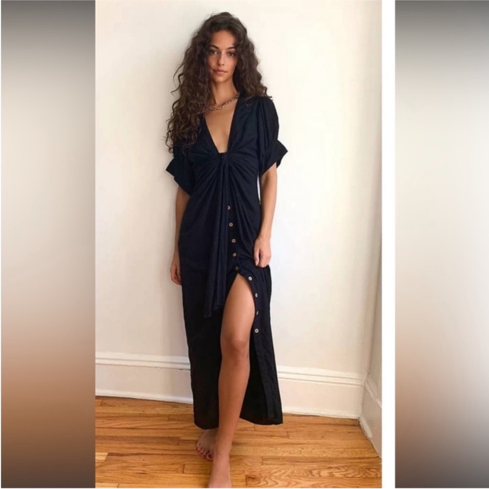 Free People Vintage Summer Midi Dress- Black XS